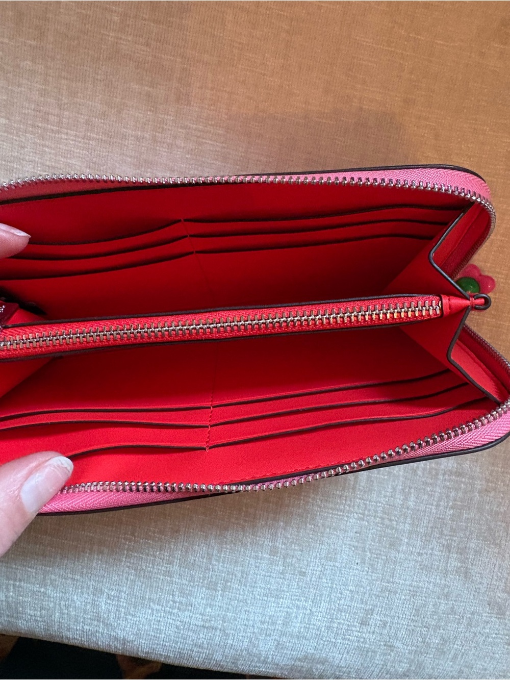 kate spade Pink Zip-Around Saffiano Leather Wallet with Flower Pull - Picture 3 of 3